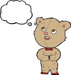 cartoon cute teddy bear with thought bubble