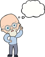 cartoon old man  with thought bubble