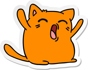 sticker cartoon of cute kawaii cat