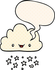 cartoon storm cloud and speech bubble in comic book style