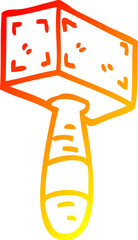 warm gradient line drawing cartoon hammer