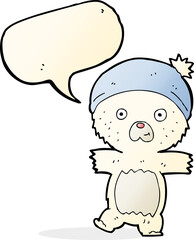 cartoon cute polar bear with speech bubble