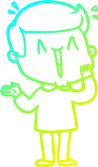 cold gradient line drawing cartoon excited man