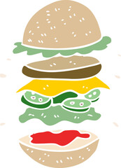 cartoon doodle huge burger