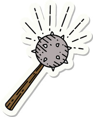 sticker of tattoo style medieval mace