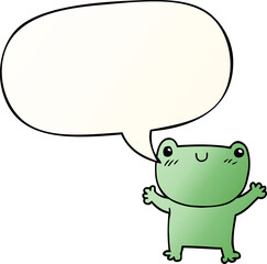 cartoon frog and speech bubble in smooth gradient style