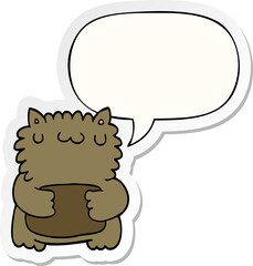cartoon bear and speech bubble sticker
