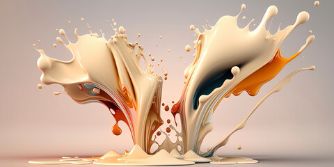 Creamy liquid splash with pastel colors. AI-Generated