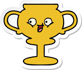sticker of a cute cartoon trophy