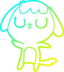 cold gradient line drawing cute cartoon dog