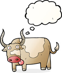 cartoon bull with thought bubble