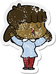 distressed sticker of a cartoon woman