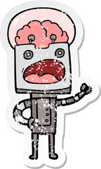 distressed sticker of a cartoon robot