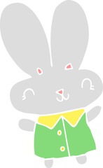 cute flat color style cartoon tiny rabbit