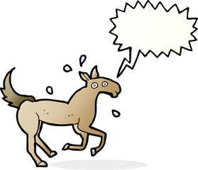 cartoon horse sweating with speech bubble