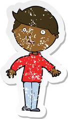 retro distressed sticker of a cartoon happy man