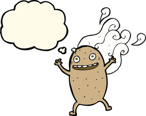 cartoon happy potato with thought bubble