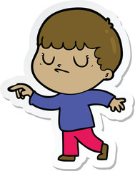 sticker of a cartoon grumpy boy