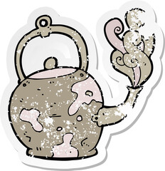 retro distressed sticker of a cartoon old tea pot