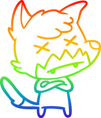 rainbow gradient line drawing cartoon dead fox
