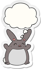 cartoon rabbit and thought bubble as a printed sticker