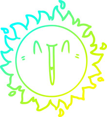 cold gradient line drawing happy cartoon sun