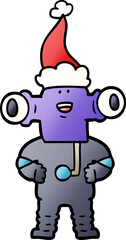 friendly gradient cartoon of a alien wearing santa hat