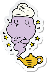 sticker of a cartoon genie