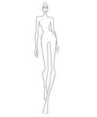 Fashion templates. Croquis. A figure of a woman on a white background	