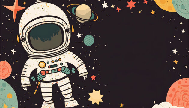 Kids astronaut space party invitation — Generative AI