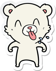 Obraz premium sticker of a rude cartoon polar bear sticking out tongue
