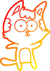 warm gradient line drawing happy cartoon cat