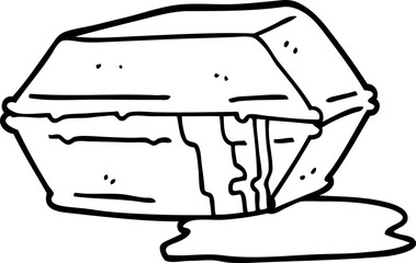 black and white cartoon greasy take out food