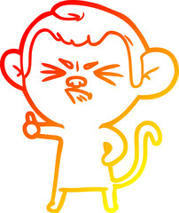 warm gradient line drawing cartoon angry monkey