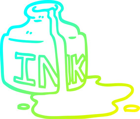 cold gradient line drawing cartoon spilled ink bottle