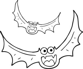 black and white cartoon halloween bats