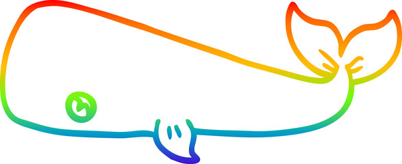 Obraz premium rainbow gradient line drawing cartoon whale