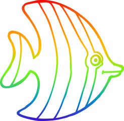 rainbow gradient line drawing cartoon angel fish