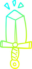 cold gradient line drawing cartoon sword