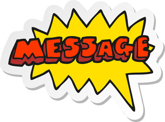 sticker of a cartoon message text