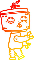 warm gradient line drawing cartoon robot