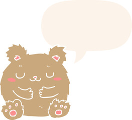 cute cartoon bear and speech bubble in retro style