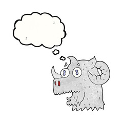 thought bubble textured cartoon ram head
