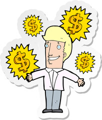sticker of a cartoon salesman