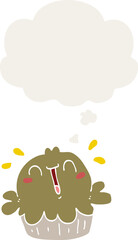 cute cartoon pie and thought bubble in retro style