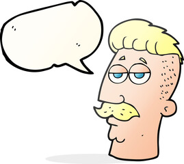 speech bubble cartoon man with hipster hair cut