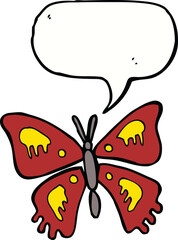 cartoon butterfly with speech bubble