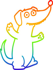 rainbow gradient line drawing cartoon dog