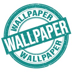 WALLPAPER text written on blue round stamp sign