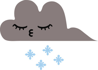 flat color retro cartoon storm snow cloud